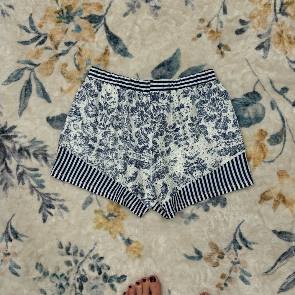 Intimissimi 100% Cotton Blue Lace and Floral and Striped PJ / Beach Shorts Small - Picture 5 of 7